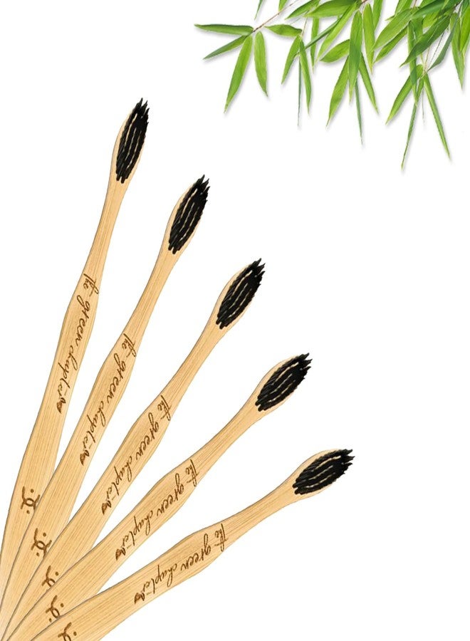 THE GREEN CHAPTER Premium Natural Bamboo Toothbrush for Kids/Adults - Soft Bristles - Antibacterial & Biodegradable Handle - Natural & Eco-Friendly (Pack Of 5) - Image 2